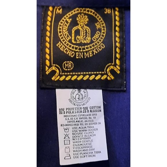 Espuela De Oro Blue Bull Riding Western embroidered Long Sleeve Shirt ME… - Picture 4 of 4